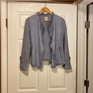 NIC + ZOE Blue Tweed Style Woven Jacket - Size Small